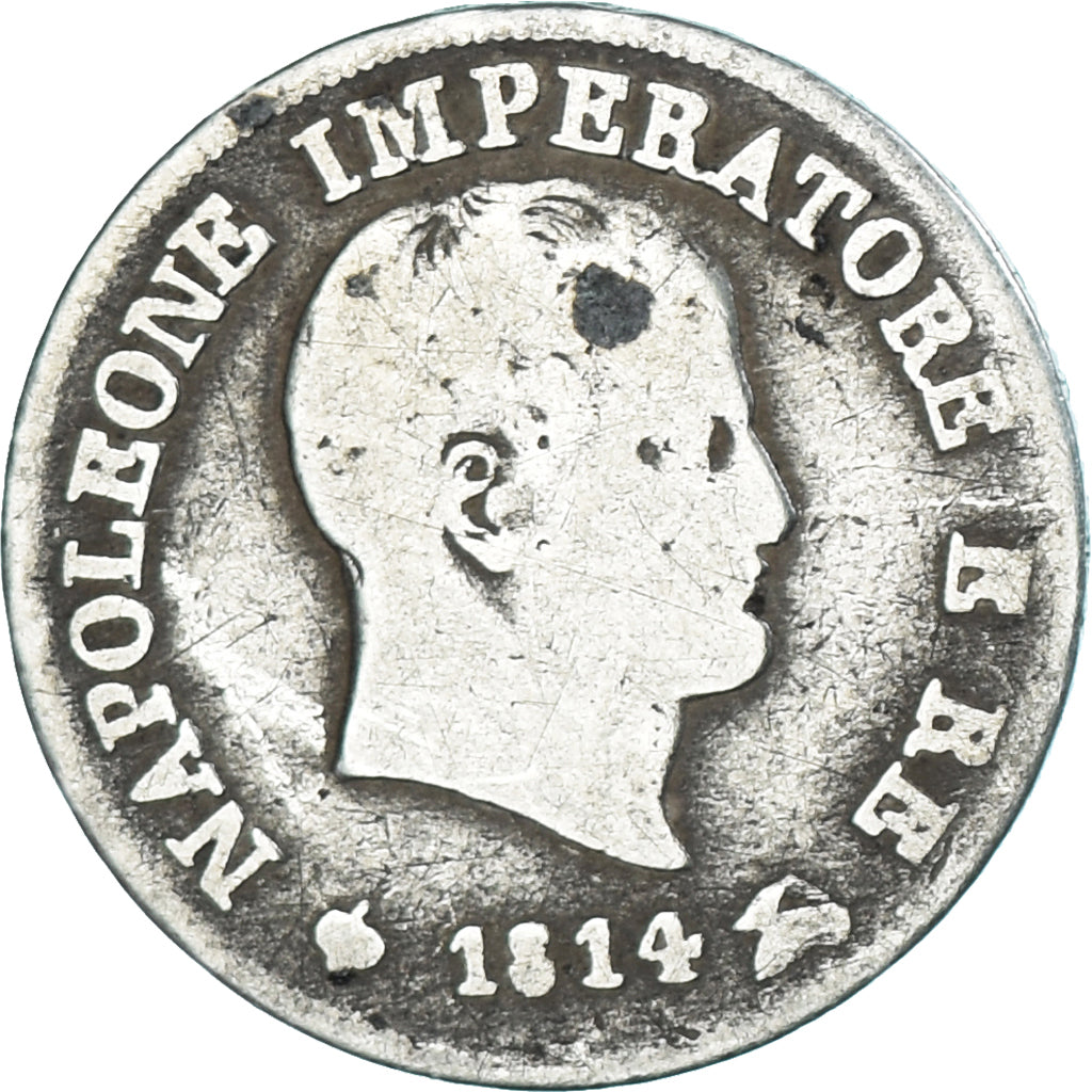 Moneta, Włochy, Napoleon I, 10 Soldi, 1814, Milan, F(12-15), Srebro