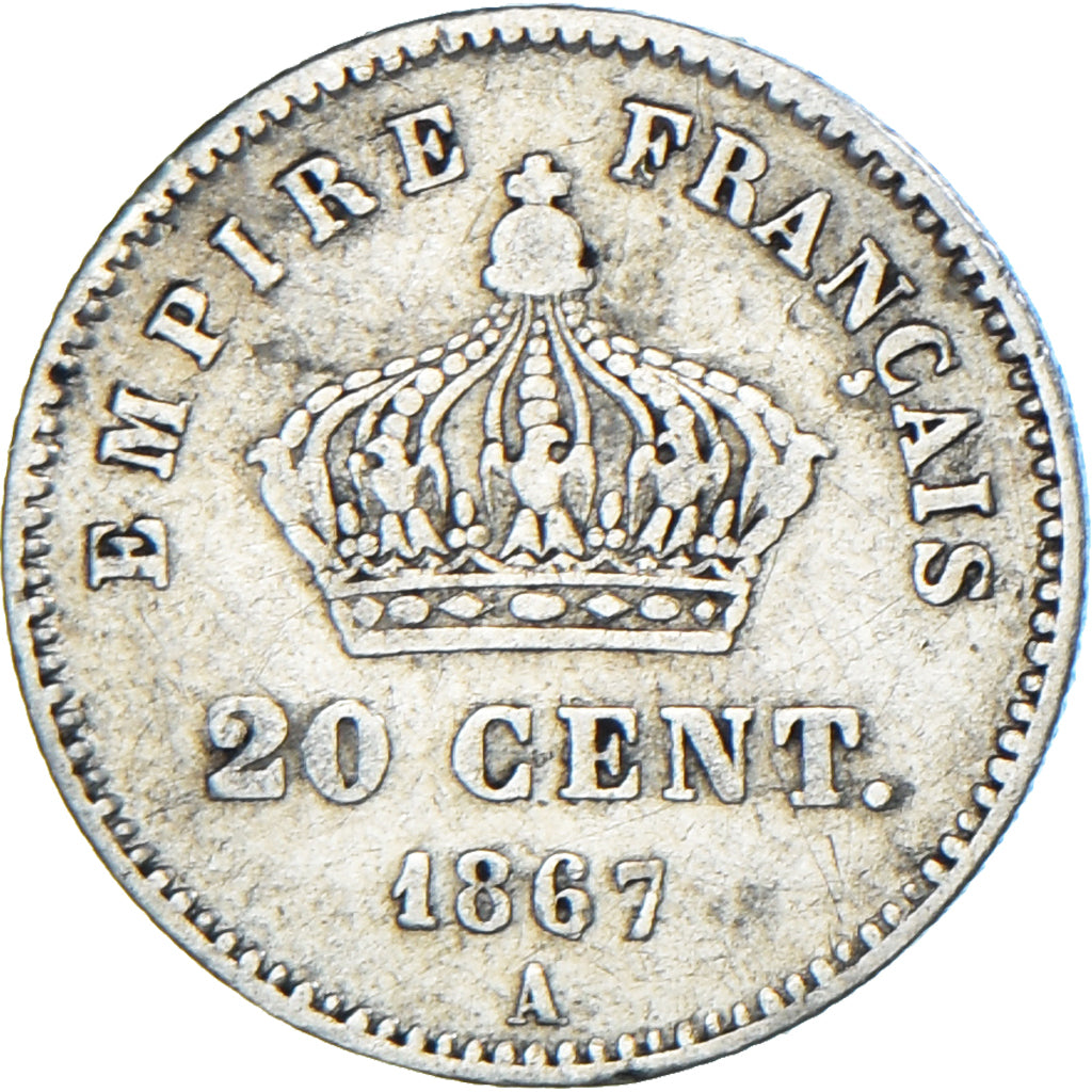 Coin, France, Napoleon III, Napoléon III, 20 Centimes, 1867, Paris, EF(40-45)