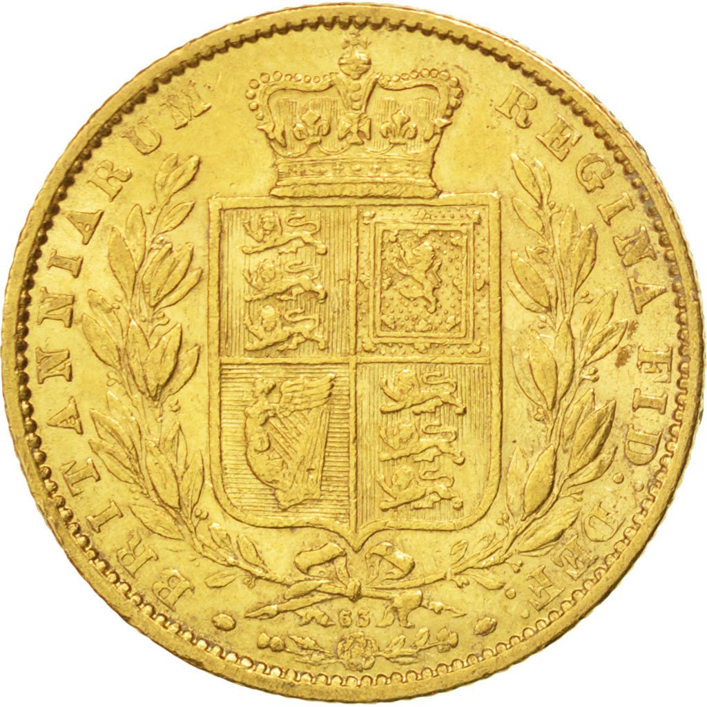 GREAT BRITAIN, Sovereign, 1864, KM #736.2, AU(50-53), Gold, 7.95