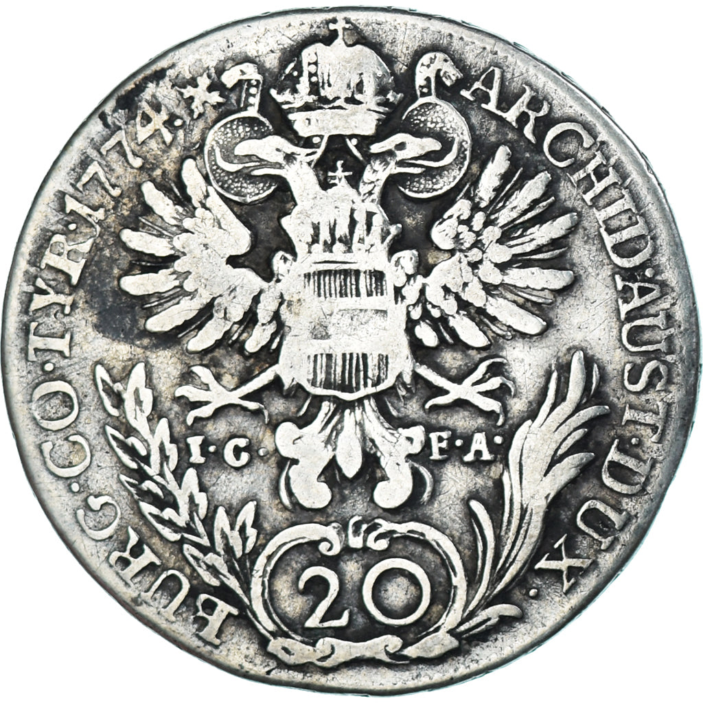 Coin, Austria, Maria Theresa, 20 Kreuzer, 1774, Vienna, VF(20-25), Silver