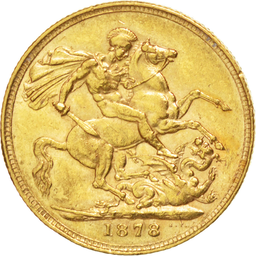 GREAT BRITAIN, Sovereign, 1878, KM #752, AU(50-53), Gold, 7.97