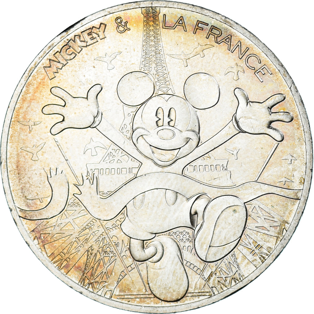 France, 10 Euro, 2018, Mickey aux pieds de la Dame de fer, MS(63), Silver