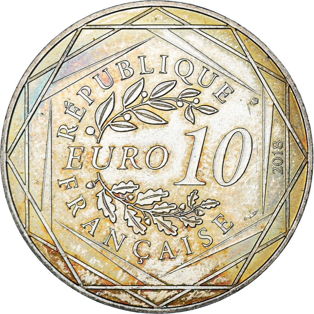 France, 10 Euro, 2018, Mickey aux pieds de la Dame de fer, MS(63), Silver