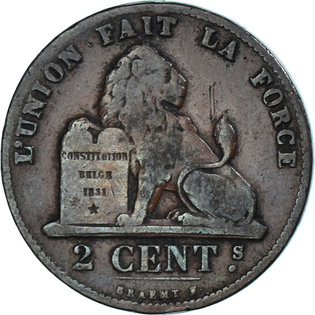 Coin, Belgium, Leopold II, 2 Centimes, 1875, VF(20-25), Copper, KM:35.1