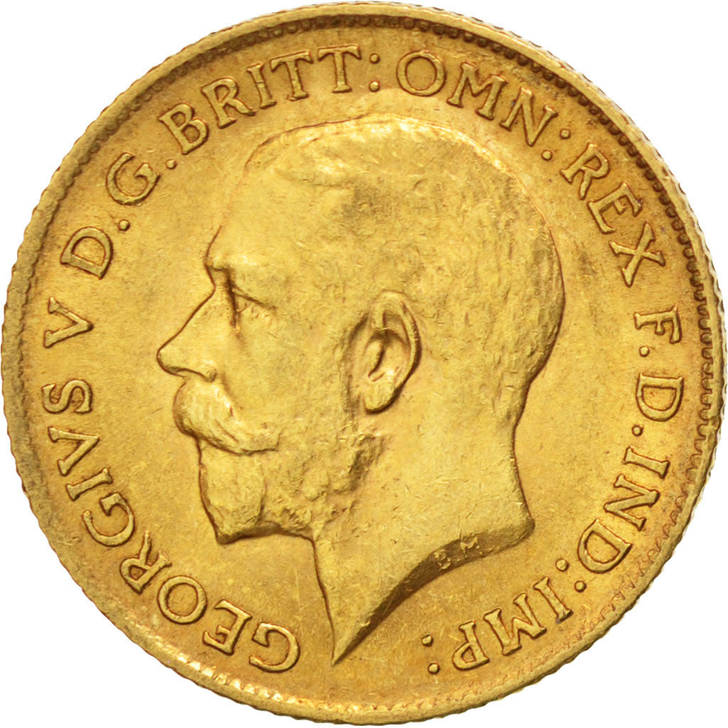 GREAT BRITAIN, 1/2 Sovereign, 1912, KM #819, AU(55-58), Gold, 3.98