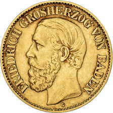 Coin, German States, BADEN, Friedrich I, 10 Mark, 1876, Stuttgart, AU(50-53)