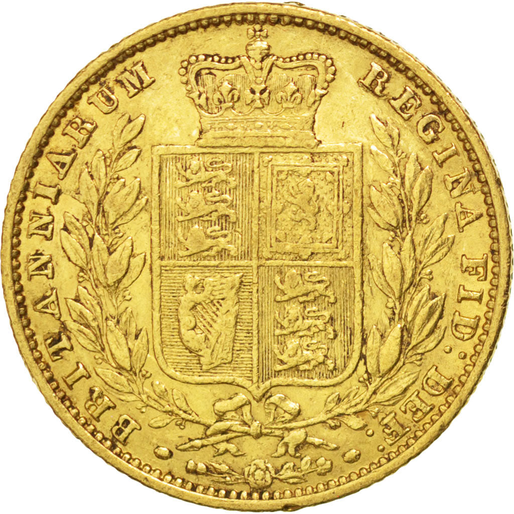 GREAT BRITAIN, Sovereign, 1853, KM #736.1, EF(40-45), Gold, 7.92