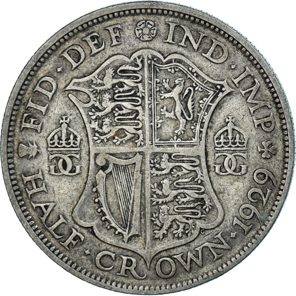 Coin, Great Britain, George V, 1/2 Crown, 1929, VF(20-25), Silver, KM:835