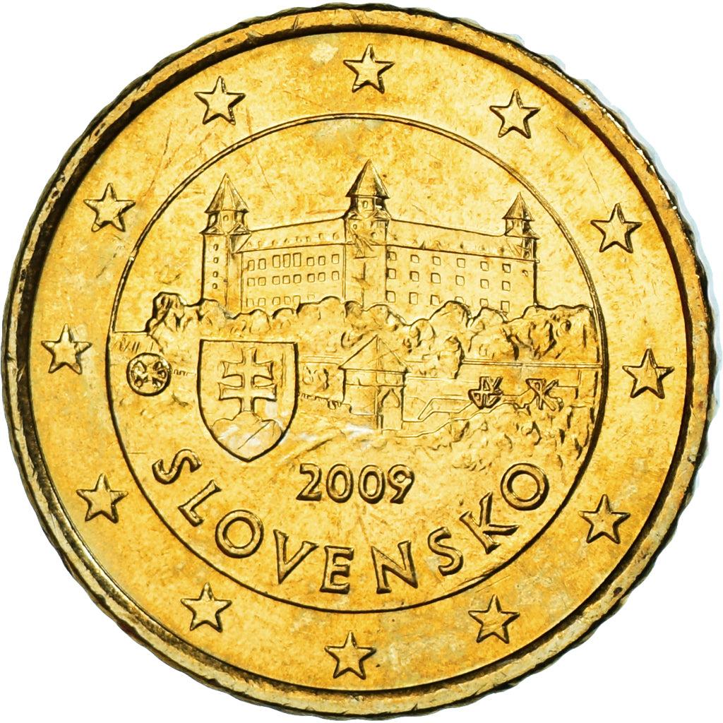 Słowacja, 50 Euro Cent, 2009, Kremnica, MS(63), Mosiądz, KM:100