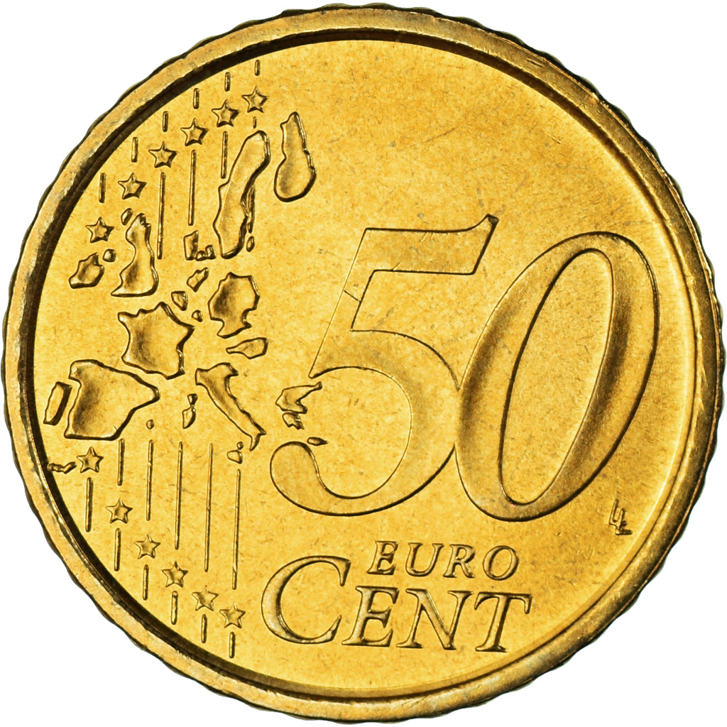 España, 50 Euro Cent, 2001, Madrid, SC, Latón, KM:1045