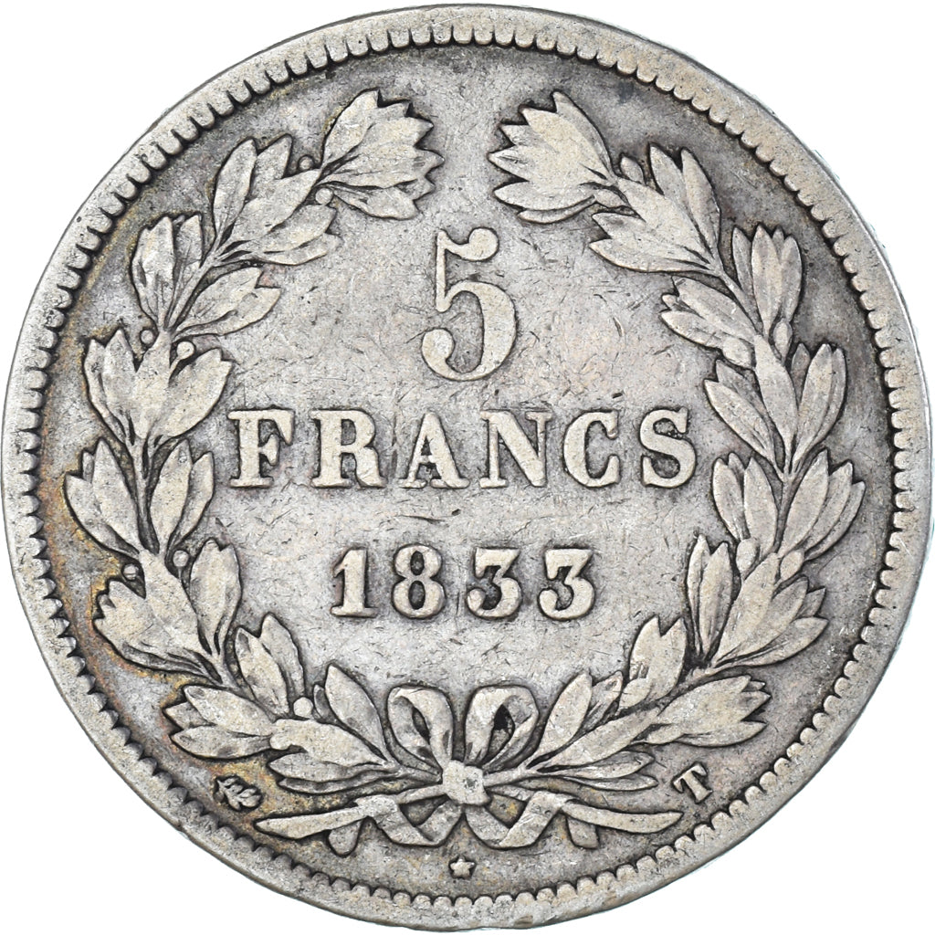 Münze, Frankreich, Louis-Philippe, 5 Francs, 1833, Nantes, SGE+, Silber