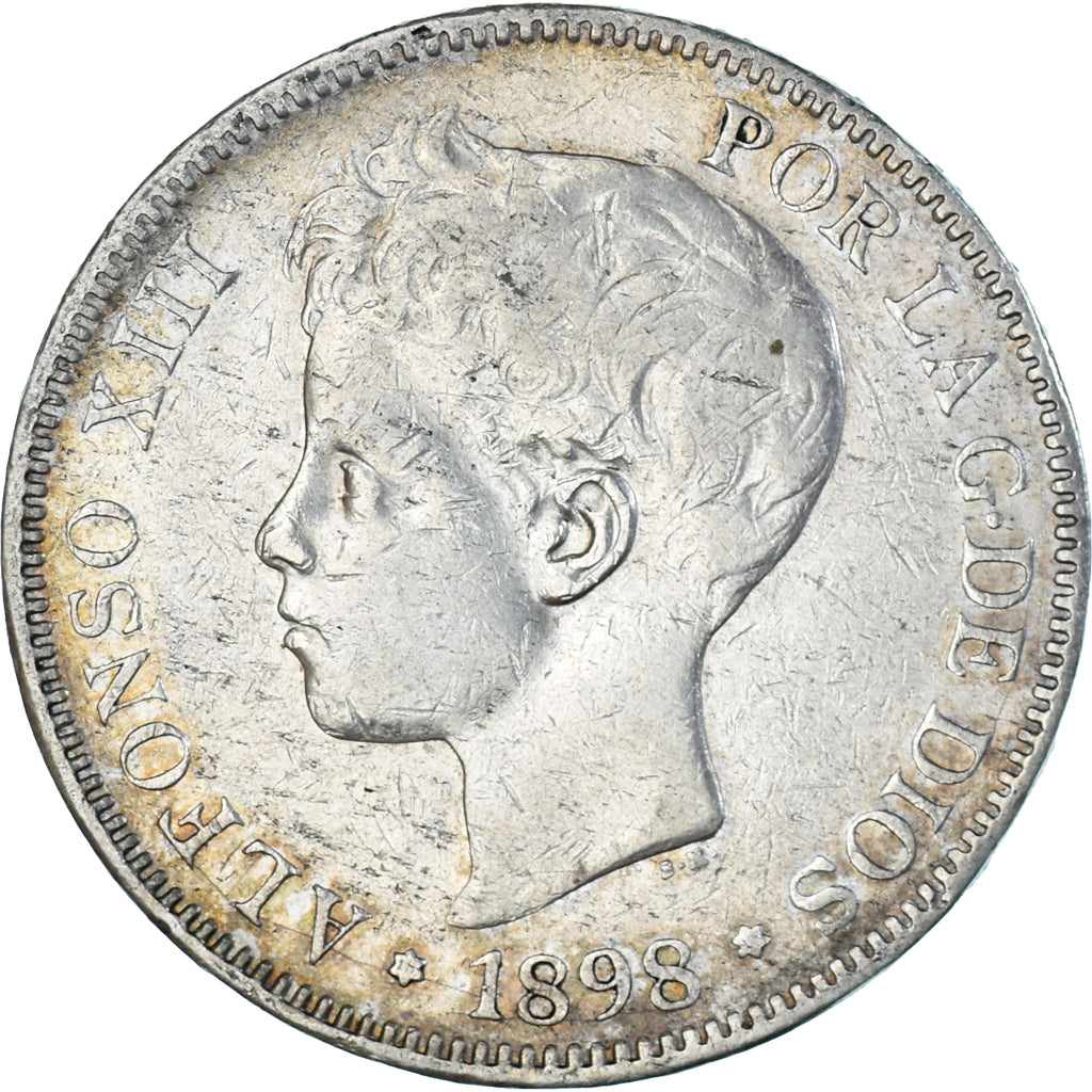 Coin, Spain, Alfonso XIII, 5 Pesetas, 1897, Madrid, VF(30-35), Silver, KM:707