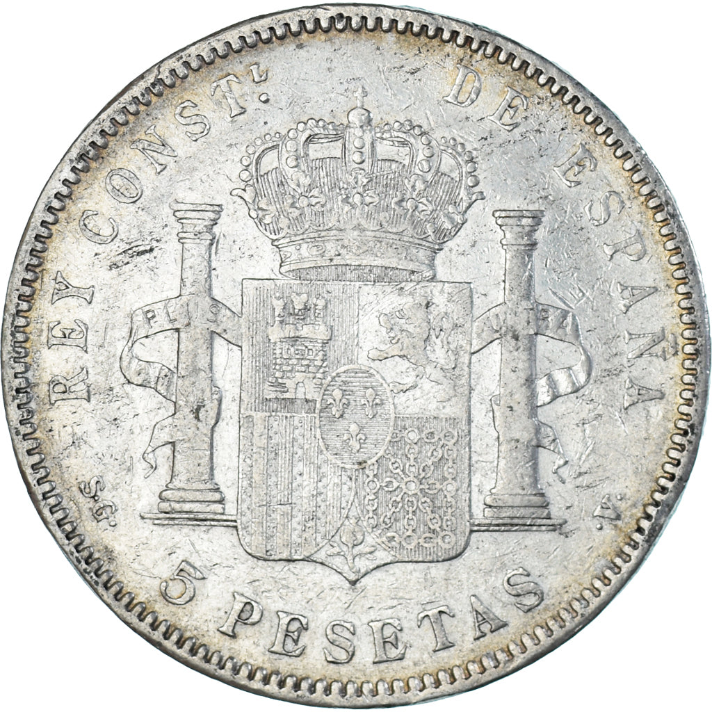 Coin, Spain, Alfonso XIII, 5 Pesetas, 1897, Madrid, VF(30-35), Silver, KM:707