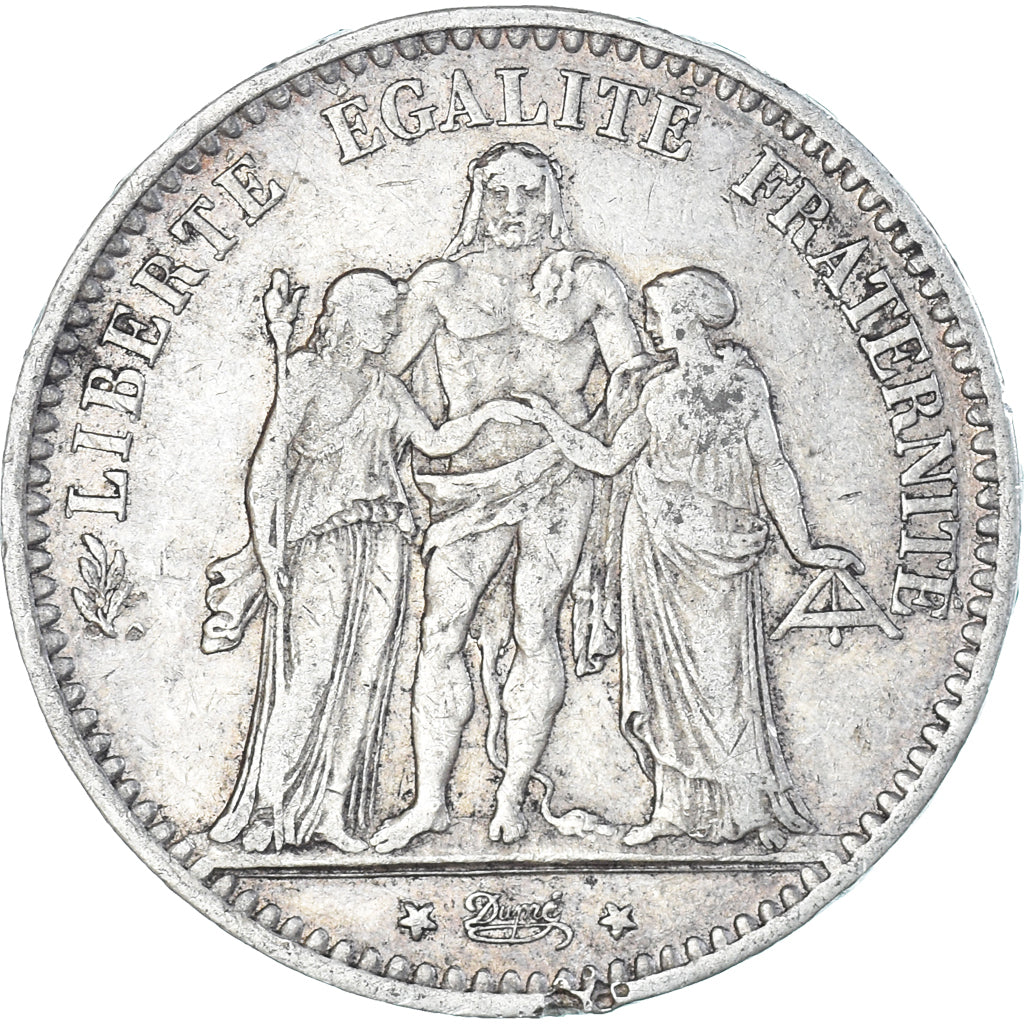 Moneta, Francia, Hercule, 5 Francs, 1878, Bordeaux, MB+, Argento, KM:820.2