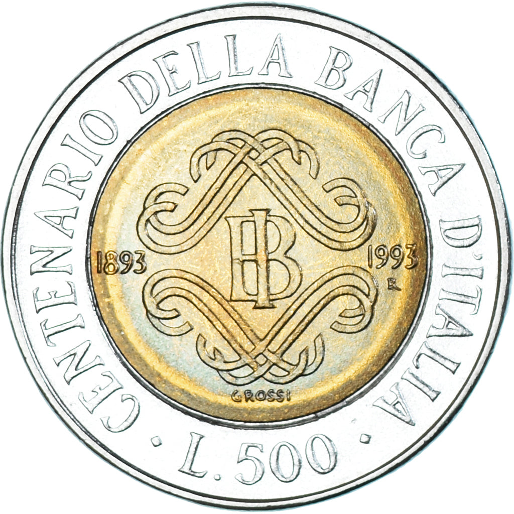 Moneta, Włochy, 500 Lire, 1993, Rome, AU(55-58), Bimetaliczny, KM:160