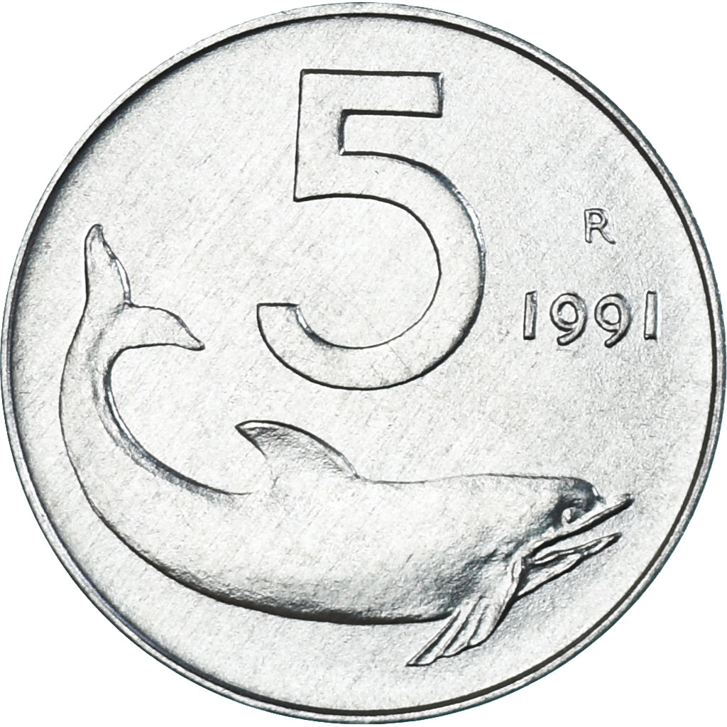 Moneta, Italia, 5 Lire, 1991, Rome, SPL, Alluminio, KM:92