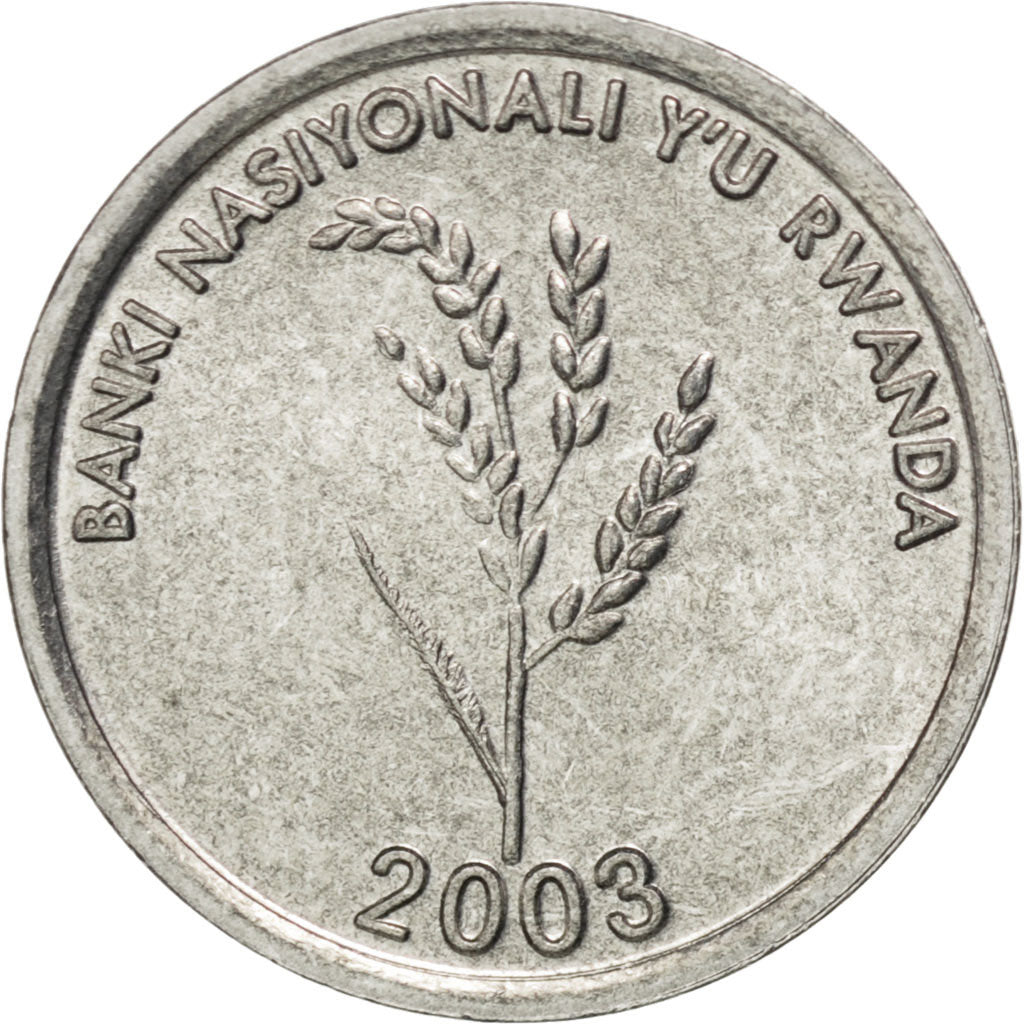 RWANDA, Franc, 2003, KM #22, MS(63), Aluminum, 16, 0.73