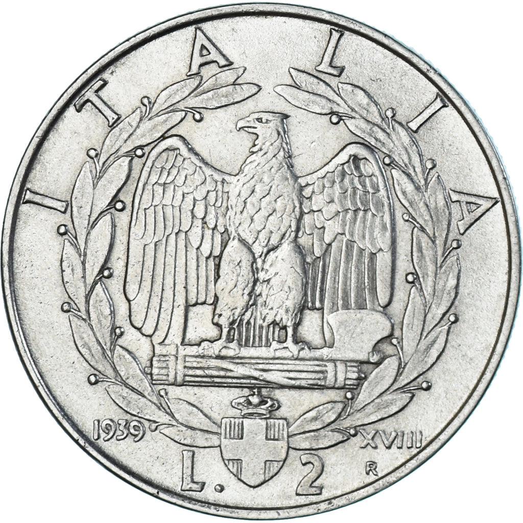 Monnaie, Italie, Vittorio Emanuele III, 2 Lire, 1939, Rome, TTB, Acier