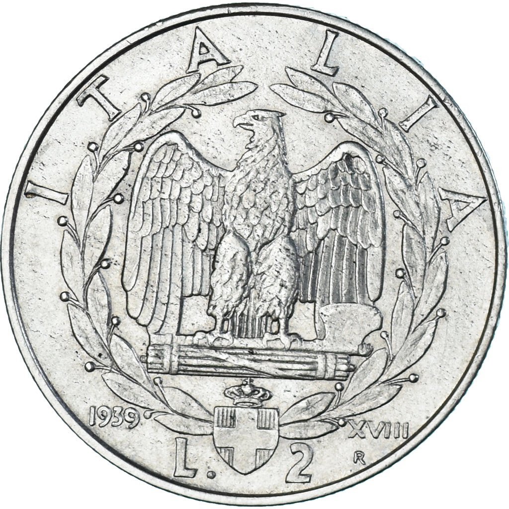 Monnaie, Italie, Vittorio Emanuele III, 2 Lire, 1939, Rome, TTB, Acier