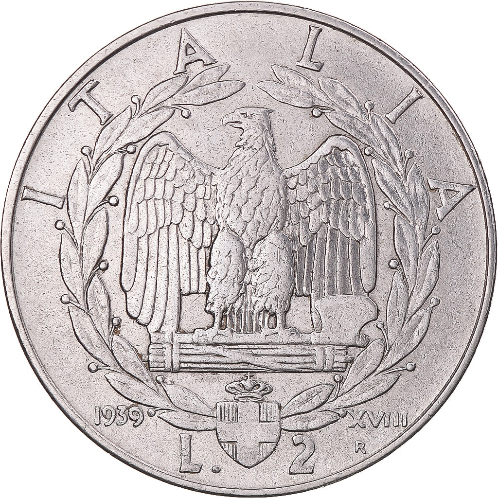Coin, Italy, Vittorio Emanuele III, 2 Lire, 1939, Rome, EF(40-45), Stainless