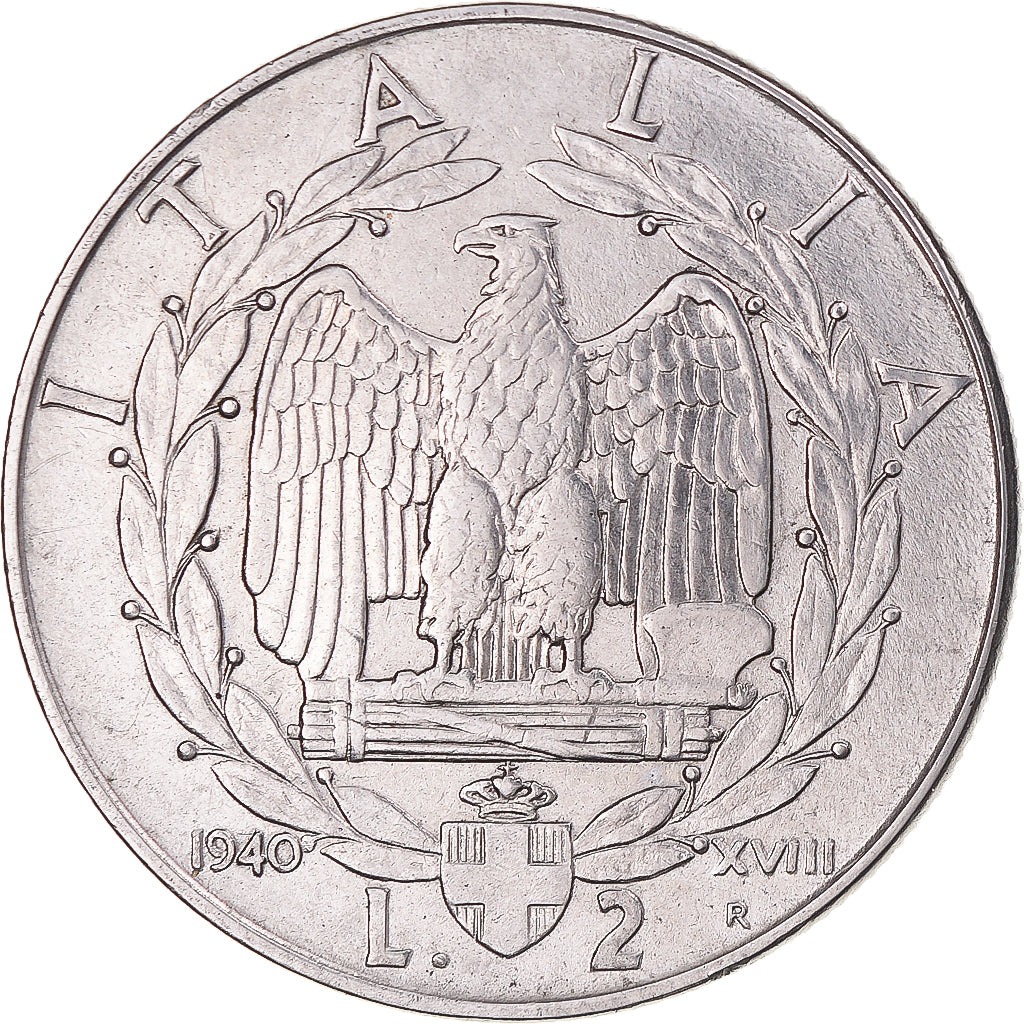 Münze, Italien, Vittorio Emanuele III, 2 Lire, 1940, Rome, SS, Stainless Steel