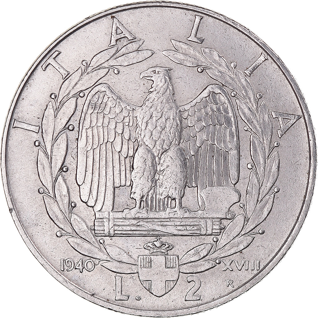 Münze, Italien, Vittorio Emanuele III, 2 Lire, 1940, Rome, SS, Stainless Steel