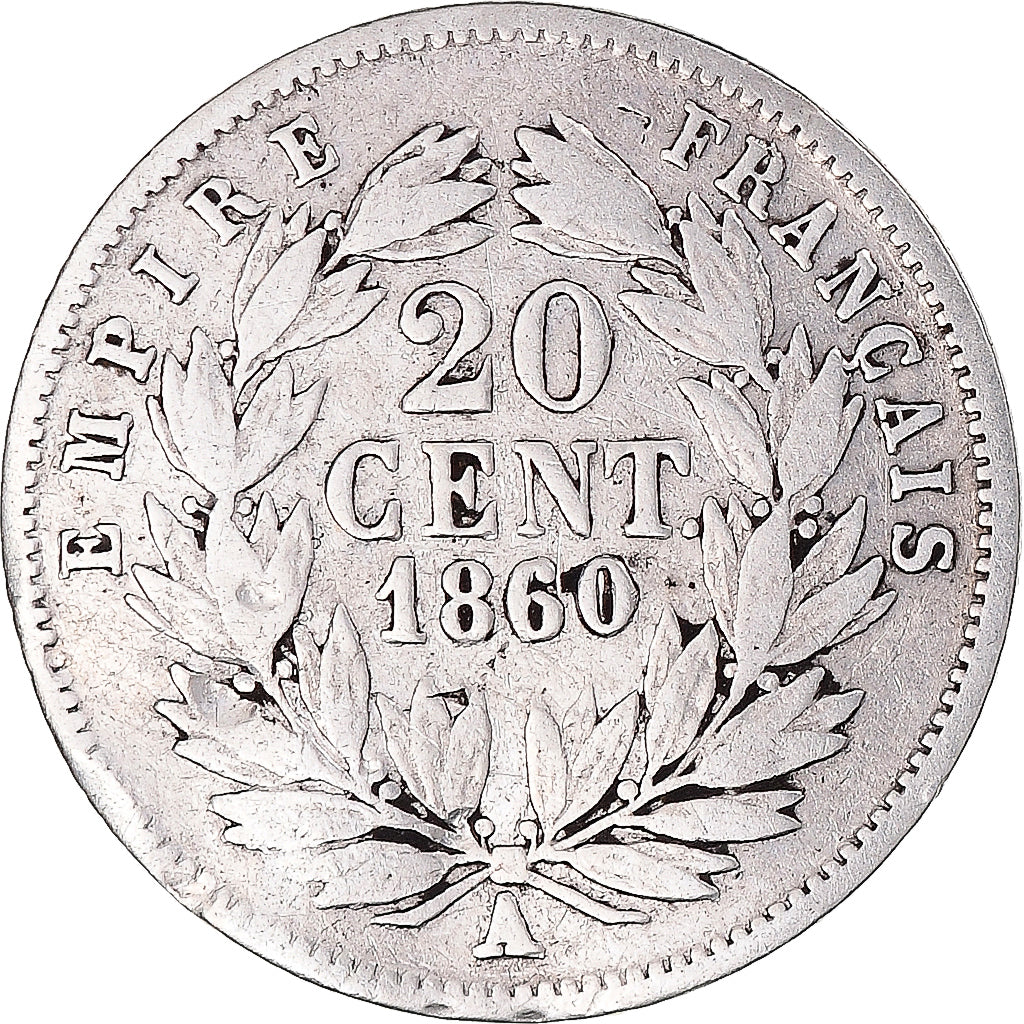 Coin, France, Napoleon III, Napoléon III, 20 Centimes, 1860, Paris, VF(20-25)