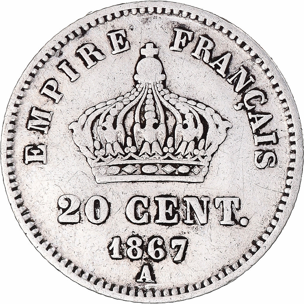 Coin, France, Napoleon III, Napoléon III, 20 Centimes, 1867, Paris, VF(30-35)