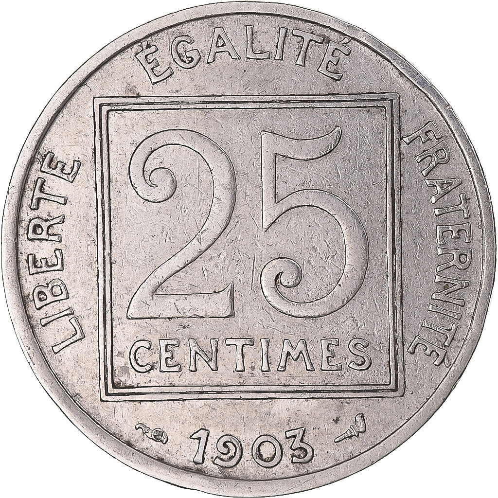 Munten, Frankrijk, Patey, 25 Centimes, 1903, Paris, ZF, Nickel, KM:855