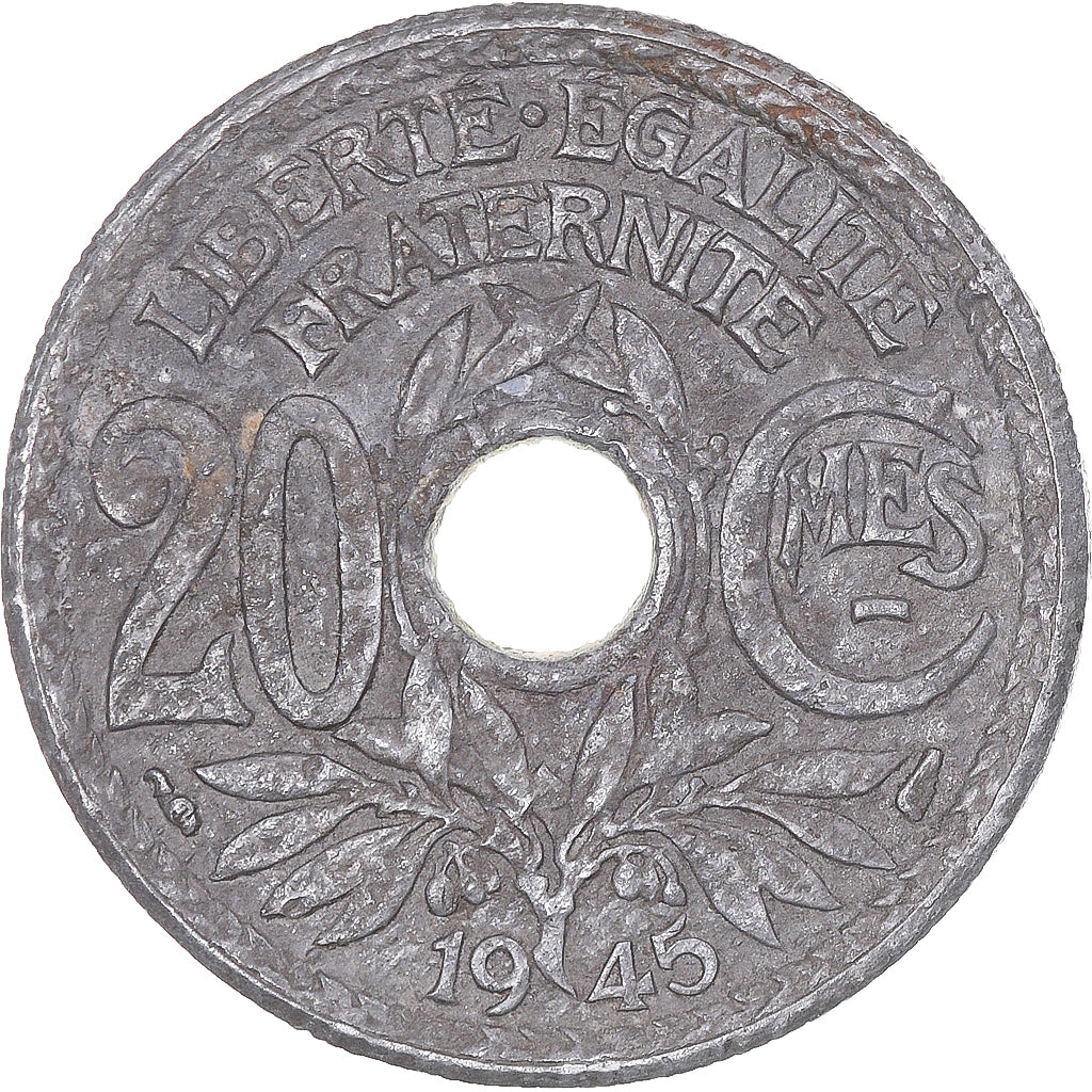 Coin, France, Lindauer, 20 Centimes, 1945, VF(20-25), Zinc, KM:907.1