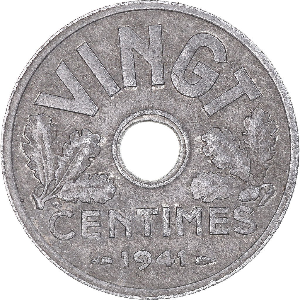 Moneda, Francia, État français, 20 Centimes, 1941, Paris, BC+, Cinc, KM:900.1