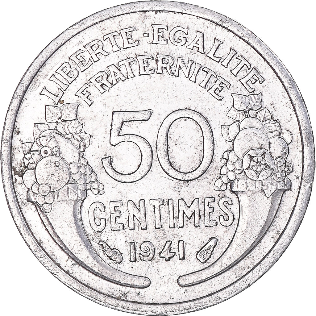 Moneta, Francja, Morlon, 50 Centimes, 1941, Paris, AU(50-53), Aluminium