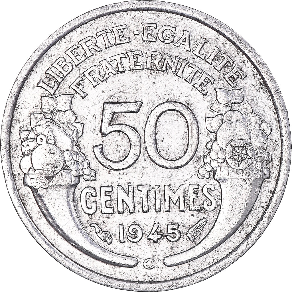Coin, France, Morlon, 50 Centimes, 1945, Castelsarrasin, EF(40-45), Aluminum