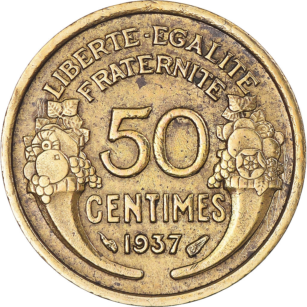 Coin, France, Morlon, 50 Centimes, 1937, Paris, VF(30-35), Aluminum-Bronze