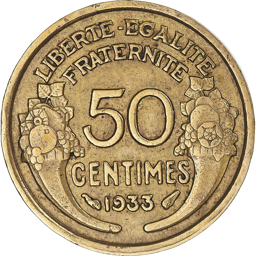 Coin, France, Morlon, 50 Centimes, 1933, Paris, VF(30-35), Aluminum-Bronze