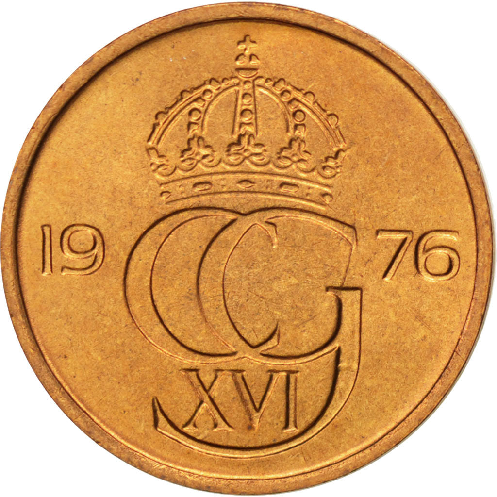 SWEDEN, 5 Ore, 1976, KM #849, MS(63), Bronze, 18, 2.71