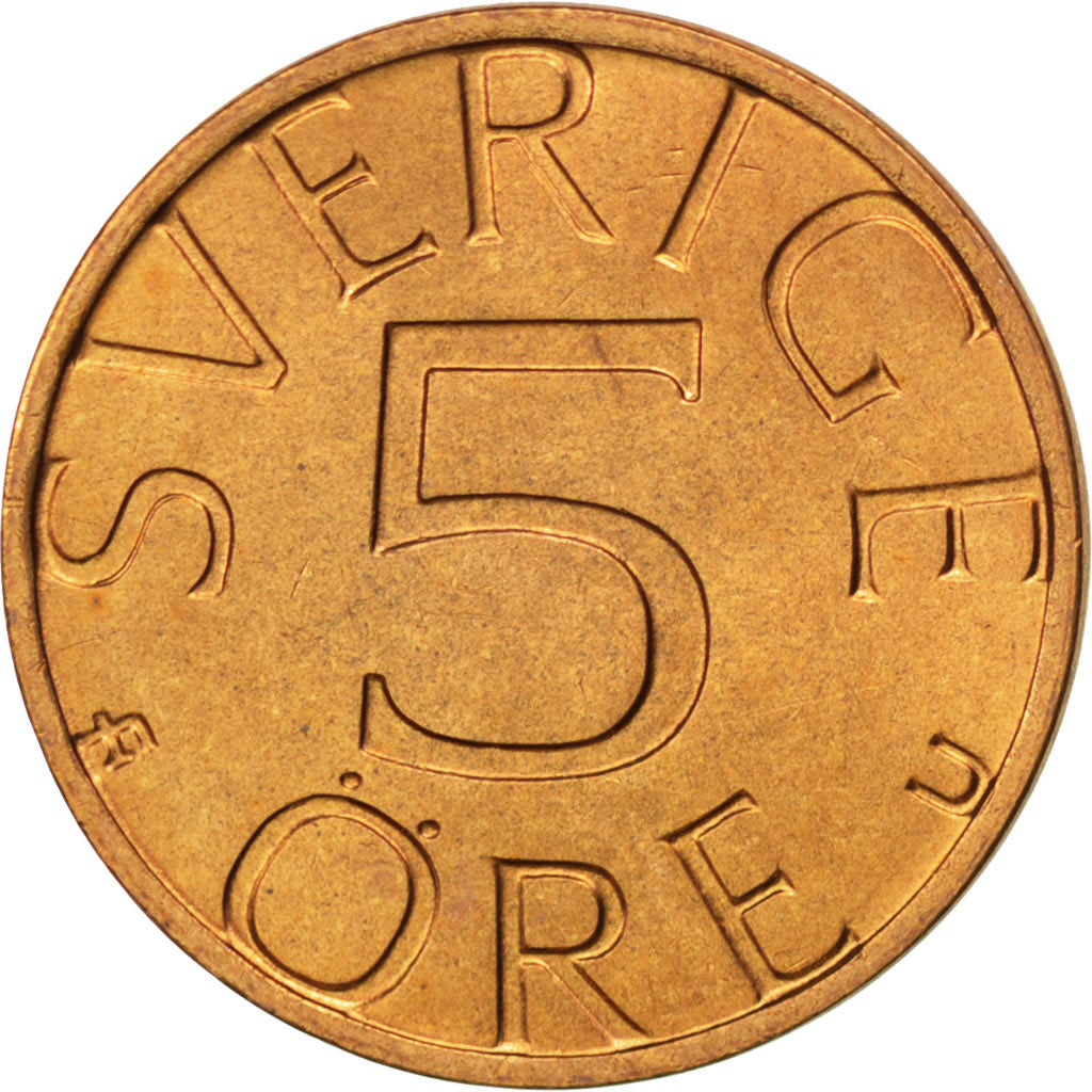 SWEDEN, 5 Ore, 1976, KM #849, MS(63), Bronze, 18, 2.71