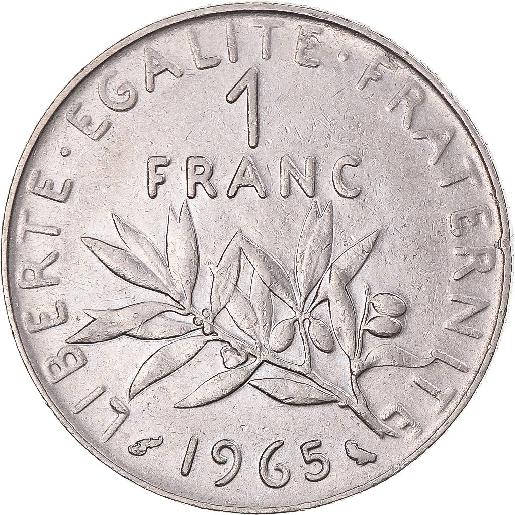 Moeda, França, Semeuse, Franc, 1965, Paris, AU(50-53), Níquel, KM:925.1