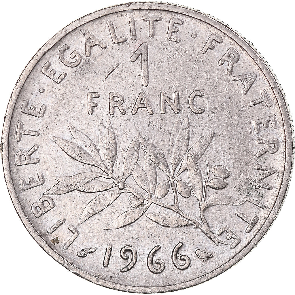 Moneta, Francia, Semeuse, Franc, 1966, Paris, BB, Nichel, KM:925.1, Gadoury:474