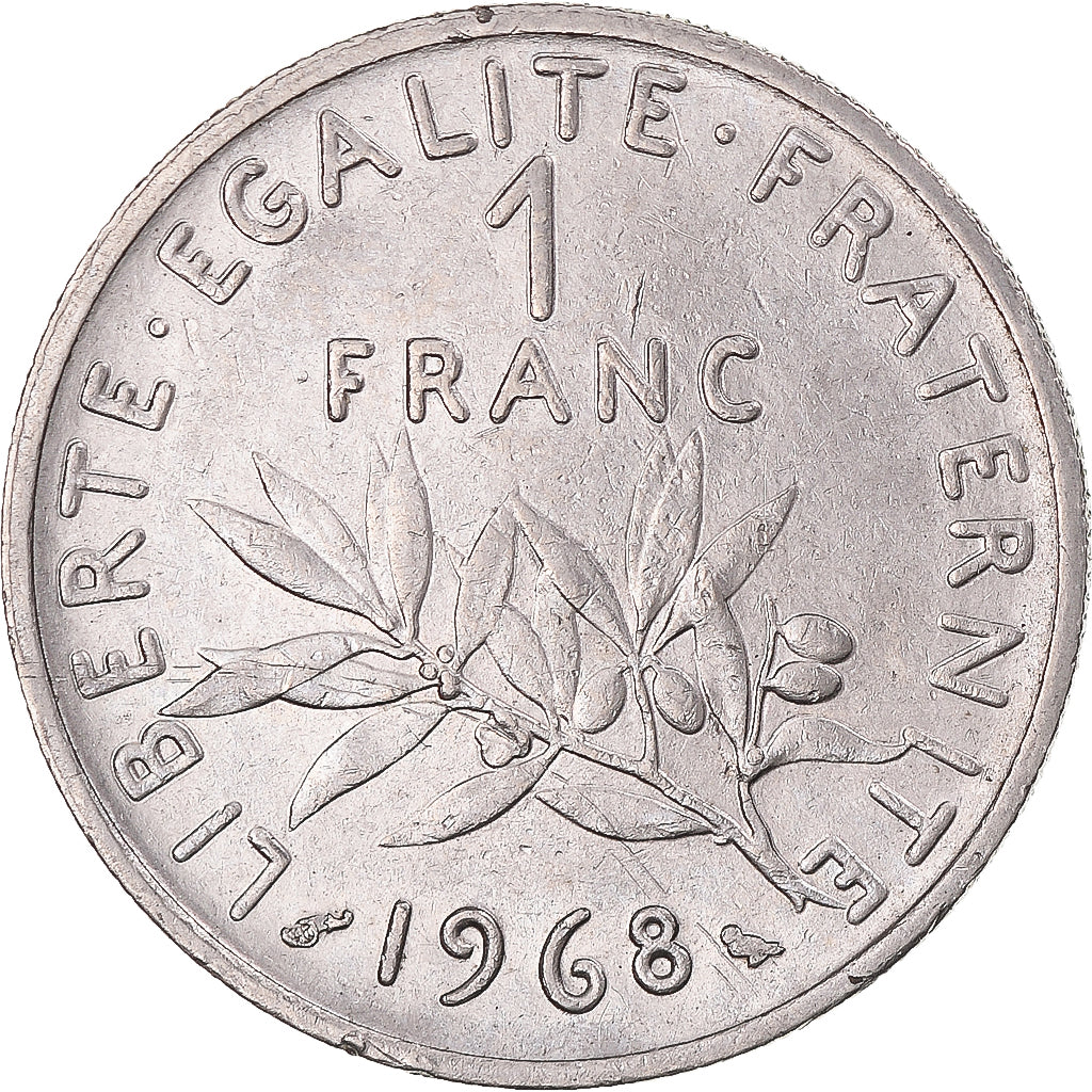 Moeda, França, Semeuse, Franc, 1968, Paris, AU(50-53), Níquel, KM:925.1