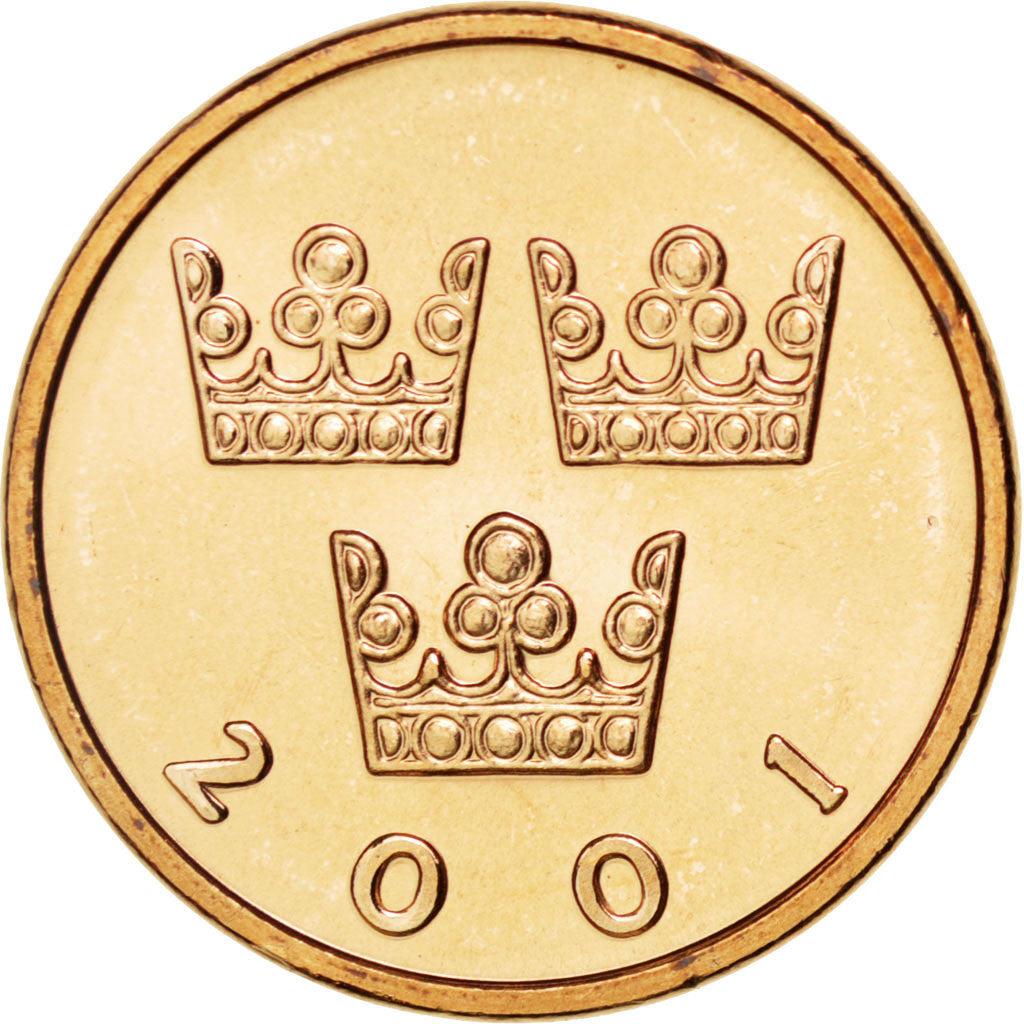 Coin, Sweden, Carl XVI Gustaf, 50 Öre, 2001, MS(63), Bronze, KM:878