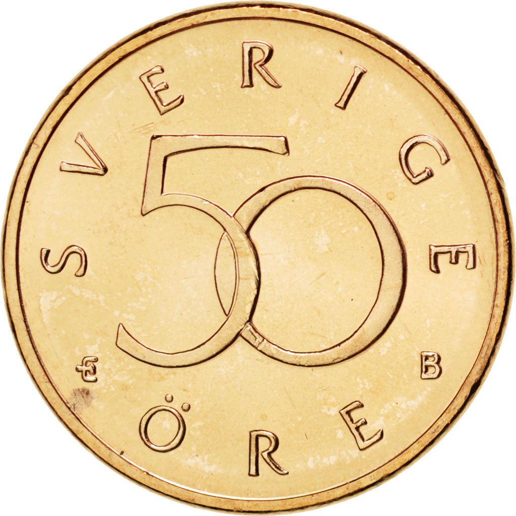 Coin, Sweden, Carl XVI Gustaf, 50 Öre, 2001, MS(63), Bronze, KM:878