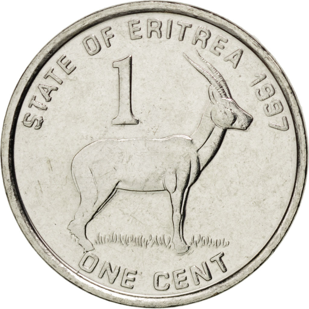Coin, Eritrea, Cent, 1997, MS(63), Nickel Clad Steel, KM:43