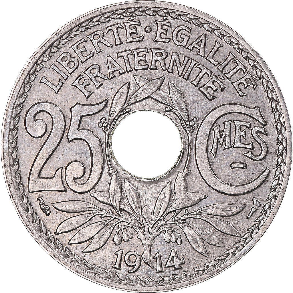 Münze, Frankreich, Lindauer, 25 Centimes, 1914, VZ, Nickel, KM:867, Gadoury:379