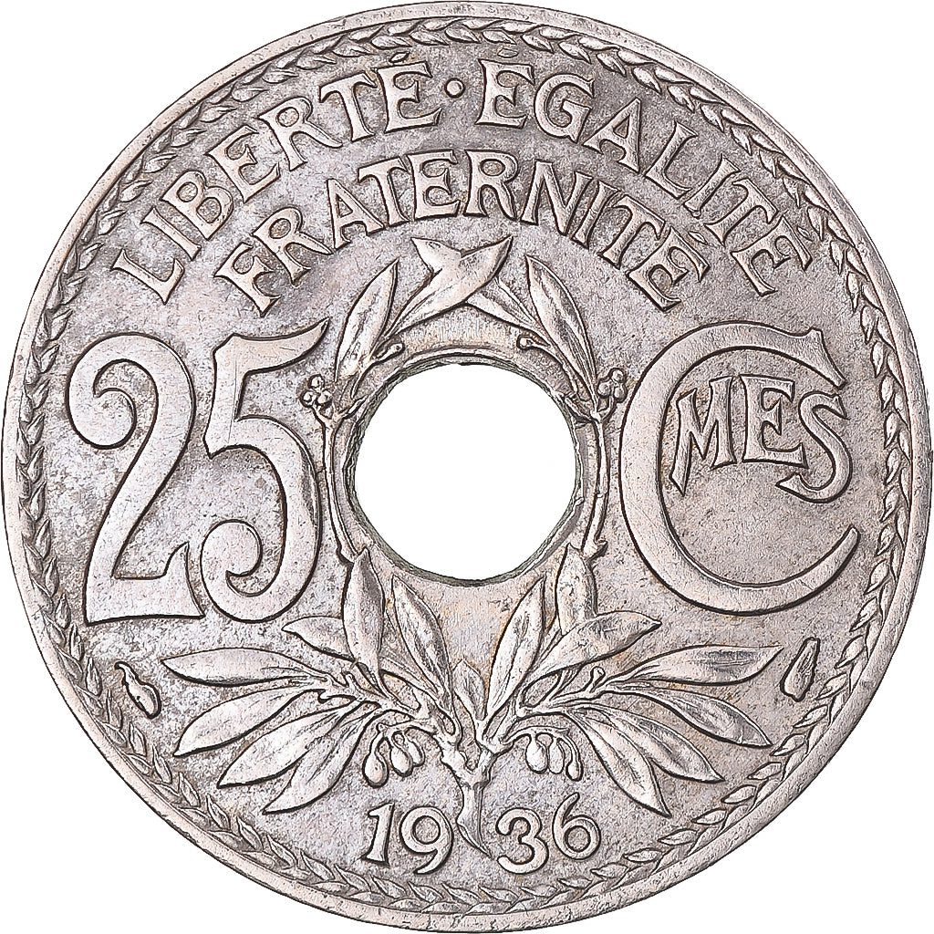 Coin, France, Lindauer, 25 Centimes, 1936, AU(55-58), Copper-nickel, KM:867a