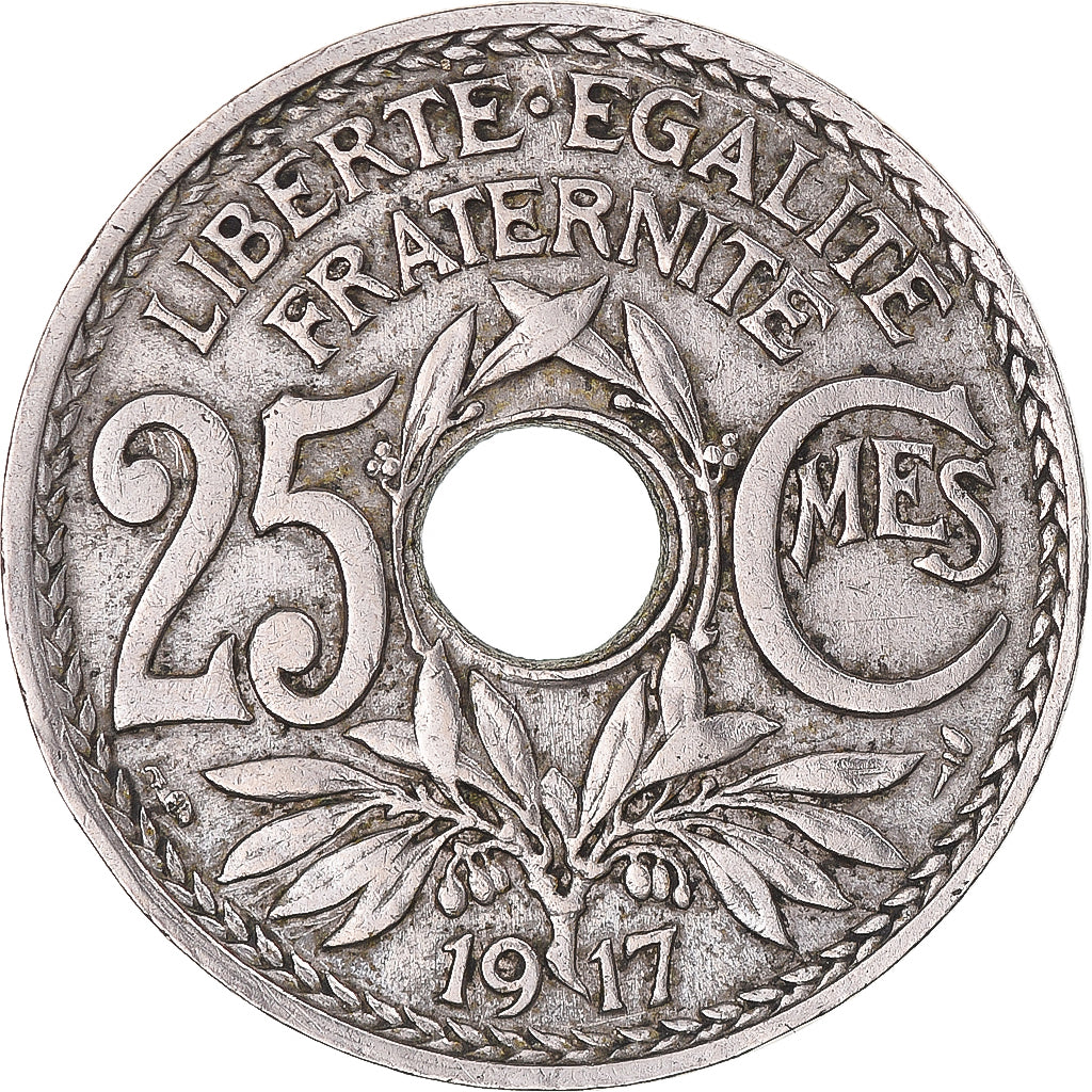 Münze, Frankreich, Lindauer, 25 Centimes, 1917, S+, Kupfer-Nickel, KM:867a