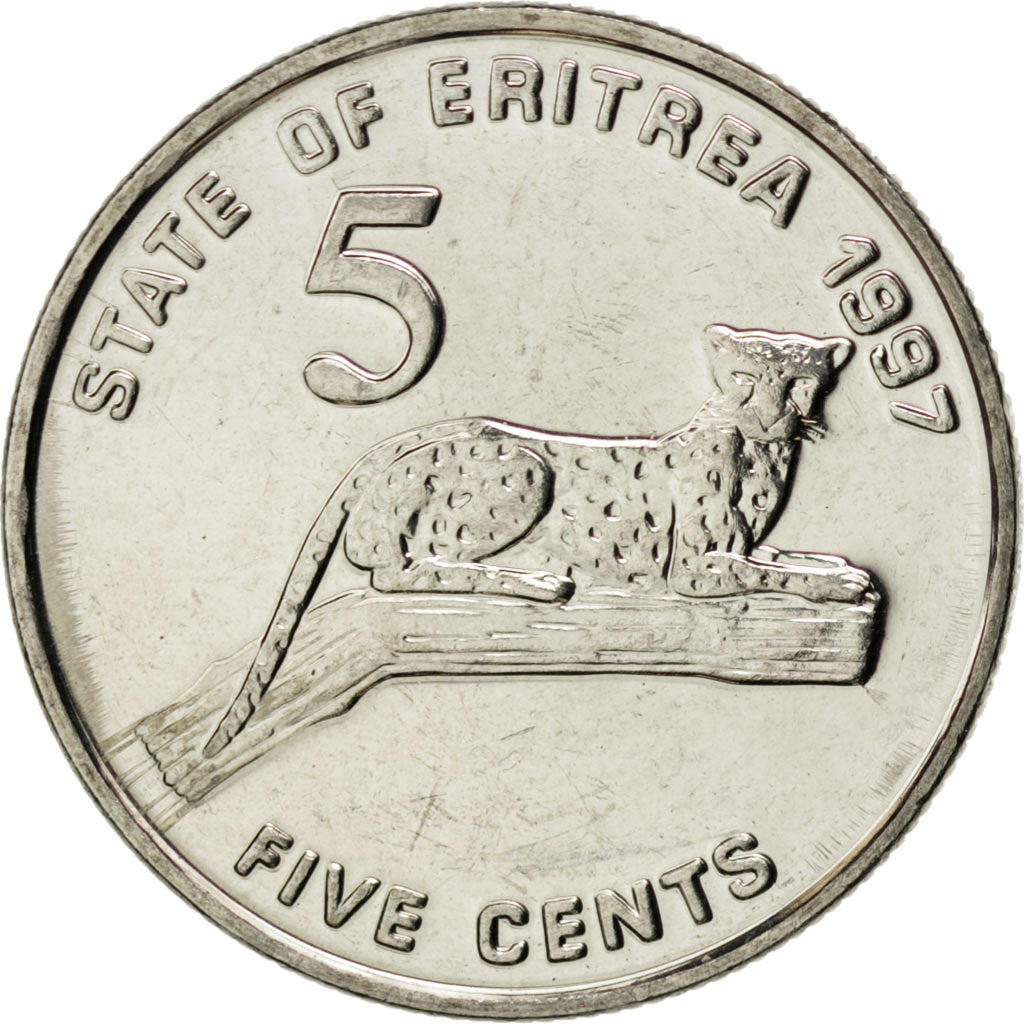 ERITREA, 5 Cents, 1997, KM #44, MS(63), Nickel Clad Steel, 18.9, 2.76