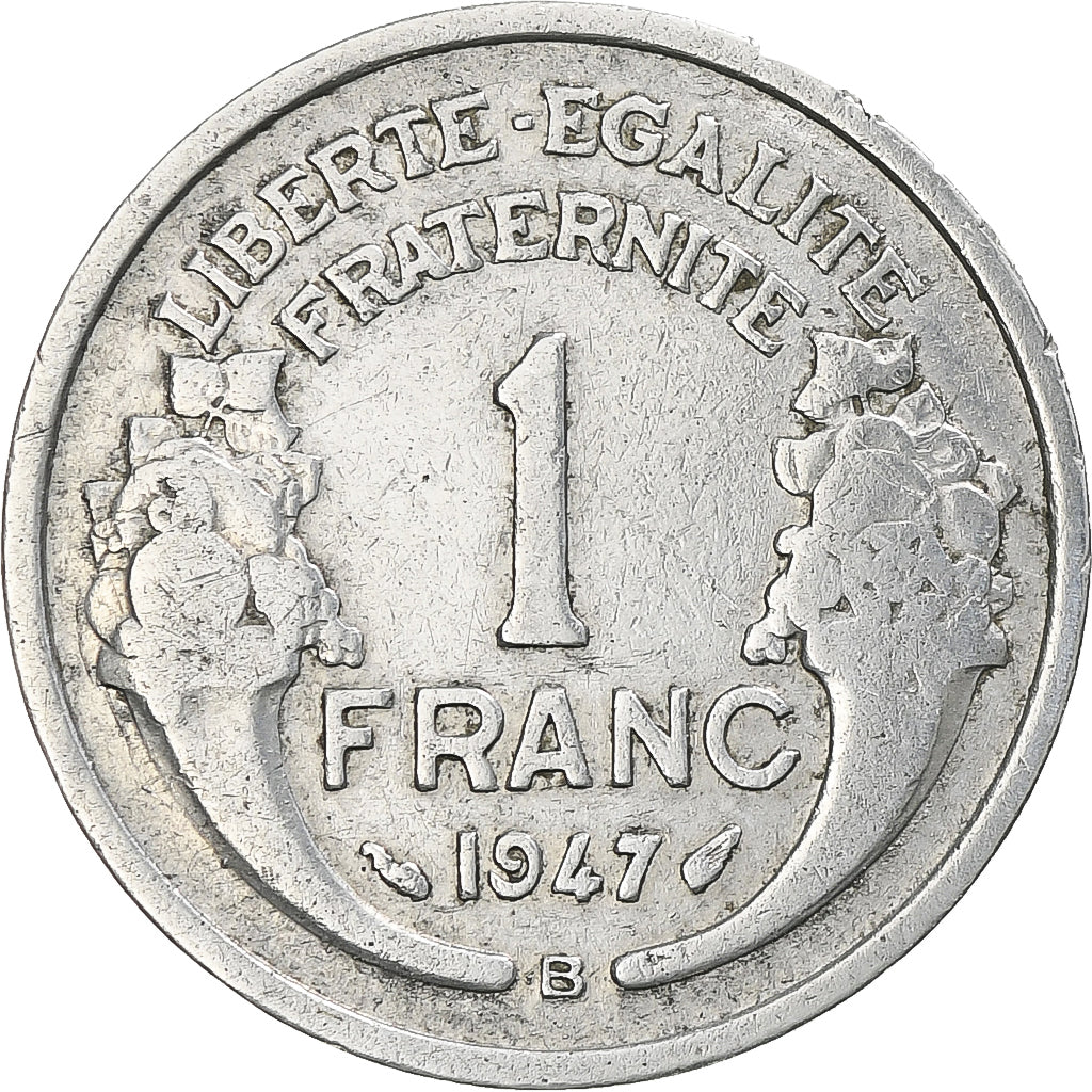Moneta, Francja, Morlon, Franc, 1947, Beaumont - Le Roger, VF(20-25), Aluminium