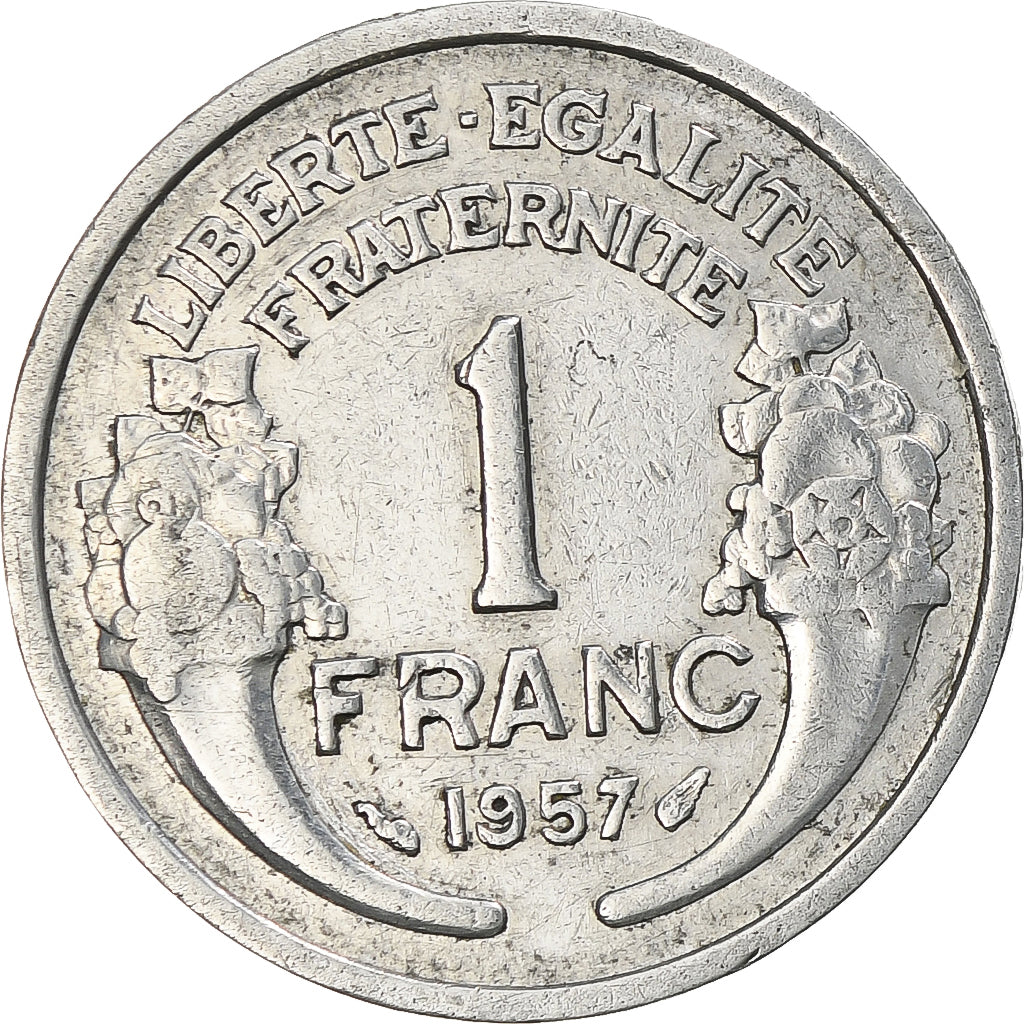 Moneda, Francia, Morlon, Franc, 1957, Paris, BC+, Aluminio, KM:885a.1