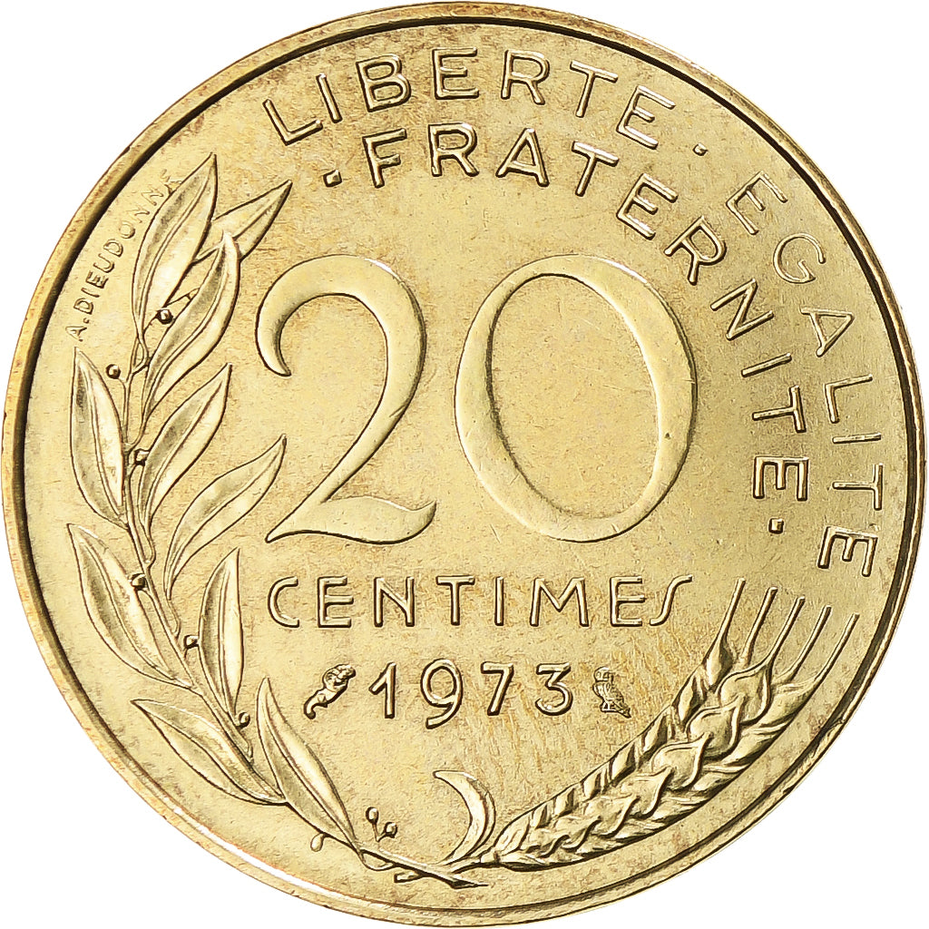 Munten, Frankrijk, Marianne, 20 Centimes, 1973, Paris, ZF, Aluminum-Bronze